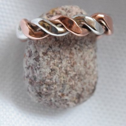 copper and silver braided ring