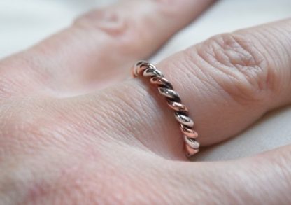 anello treccia rame e argento