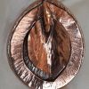 broche double feuille en cuivre