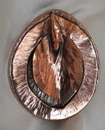 double leaf brooch in copper