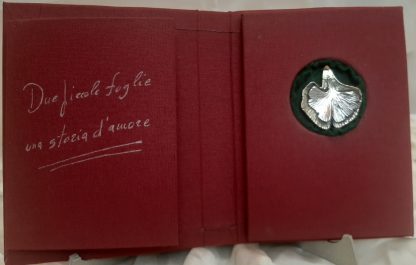 007-Copper and silver Ginkgo leaf brooch with slipcase and booklet on Goethe - Image 2