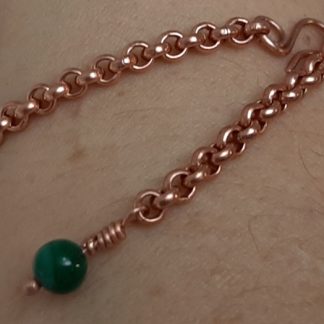 copper bracelet with malachite