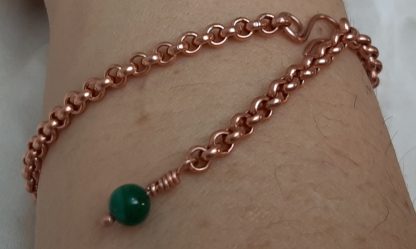 copper bracelet with malachite