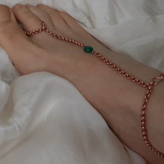 bracelet de cheville en cuivre avec malachite