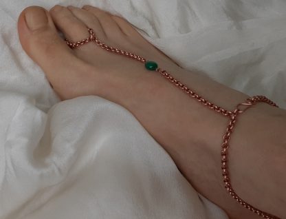 copper anklet with malachite