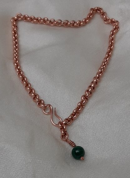 copper chain for the feet with malachite