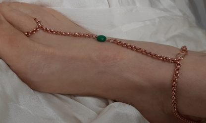 tobillera para los dedos de los pies en cobre con perla malaquita