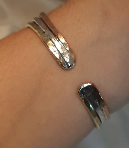 three metal bracelet copper, silver, brass