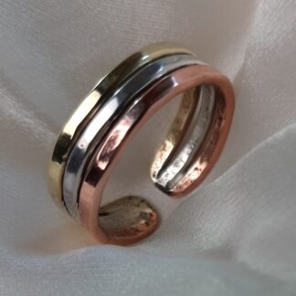 3 metals ring: copper, silver, brass