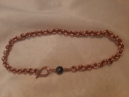 Copper anklet with hematite